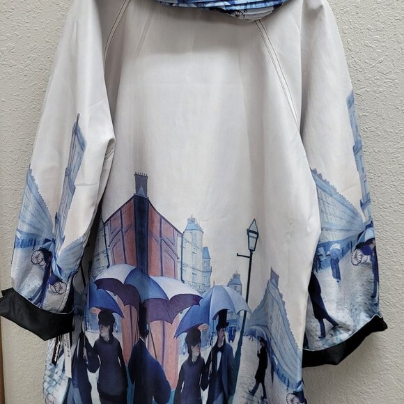 NWT's Gorgeous Oopera Paris Art Design Reversible Raincoat Plus Size 2X - Picture 3 of 11
